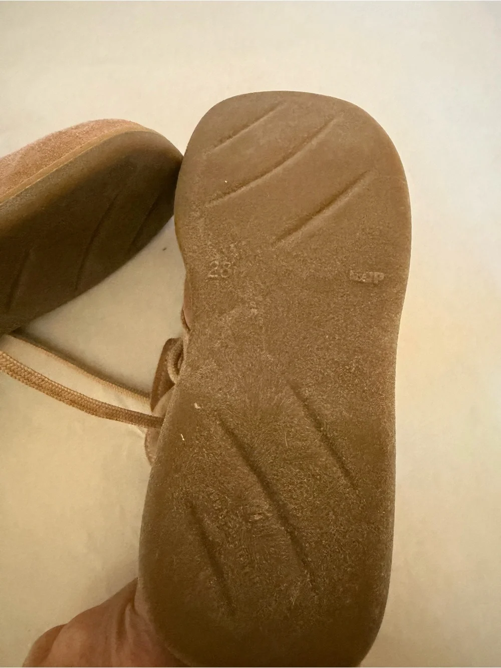 Children's Suede Lace-Up Boots in Light Pink